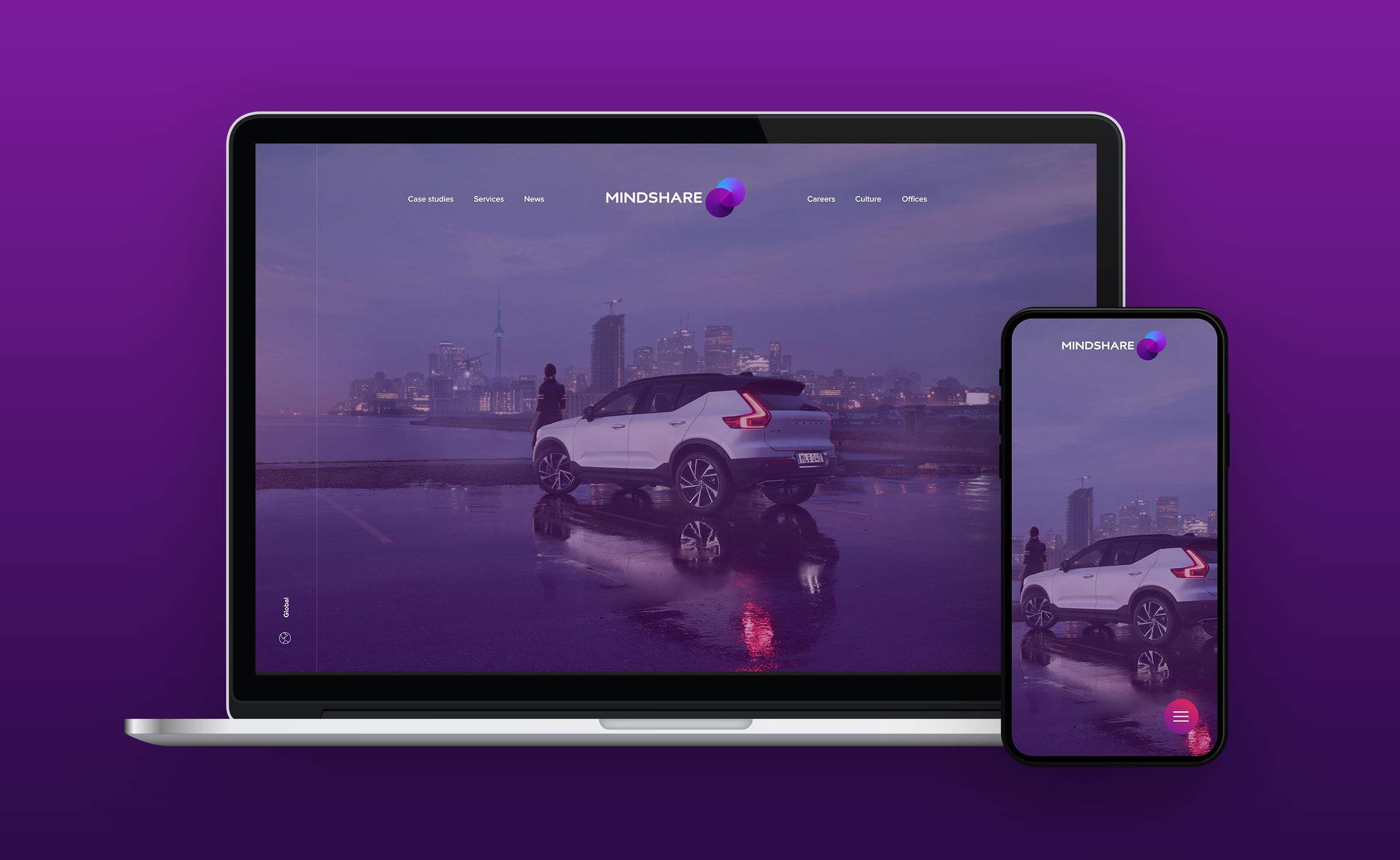Mindshare website on a phone and a laptop