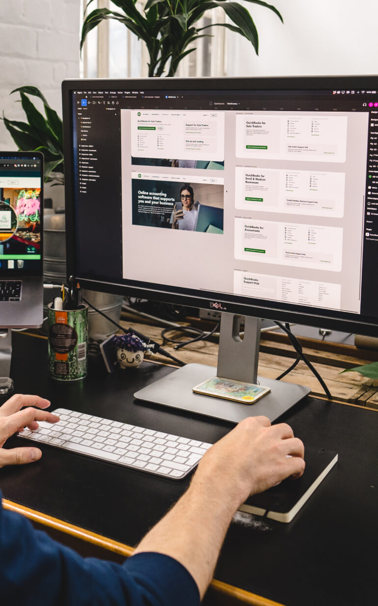 Design view of navigation wireframing