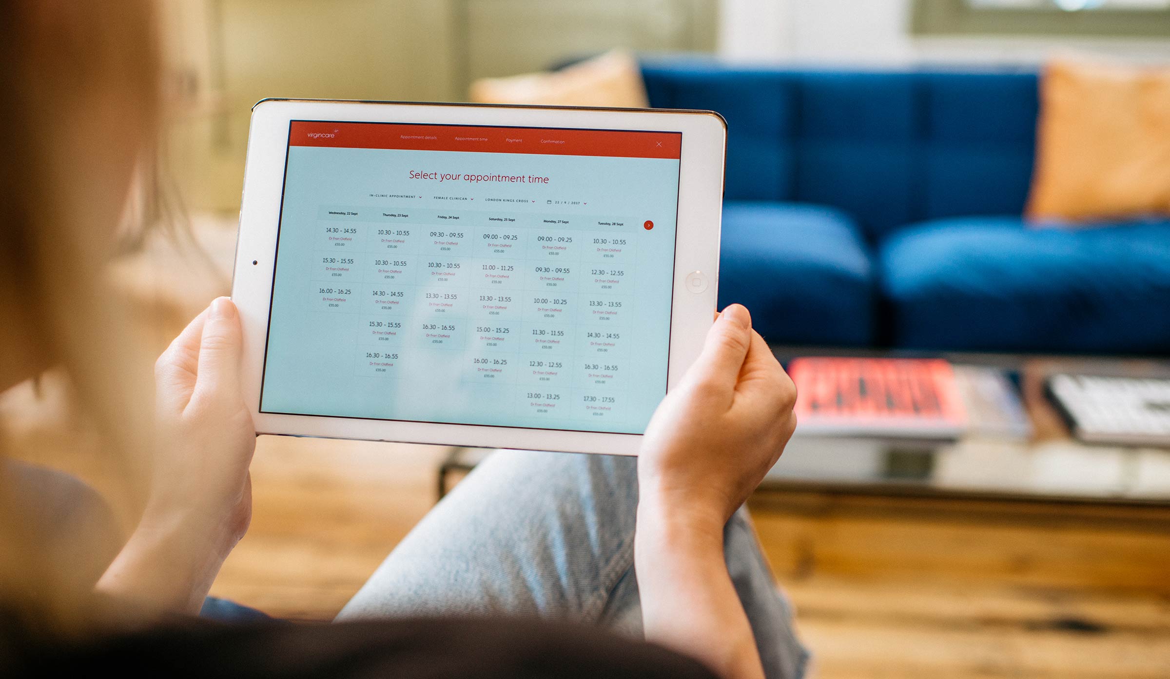 Booking an appointment on the Virgin care website
