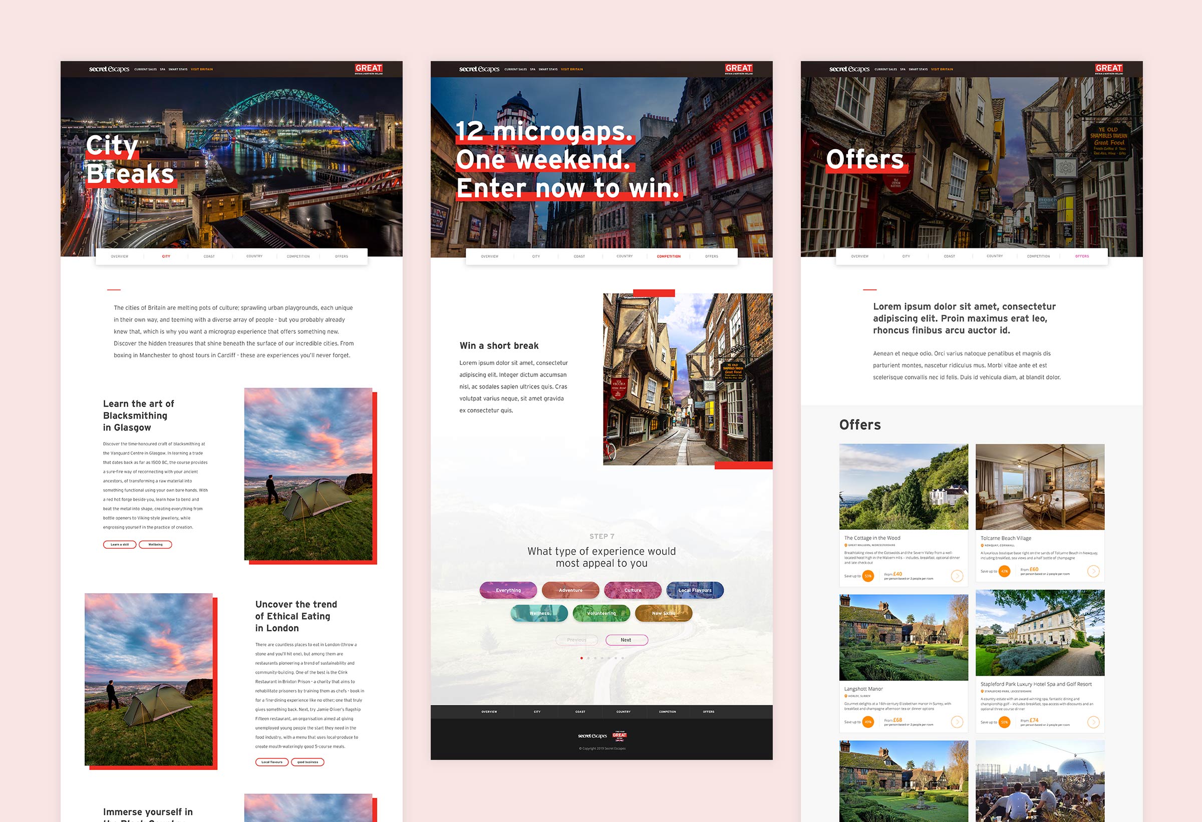 Booking an appointment on the Secret Escapes Visit Britain website